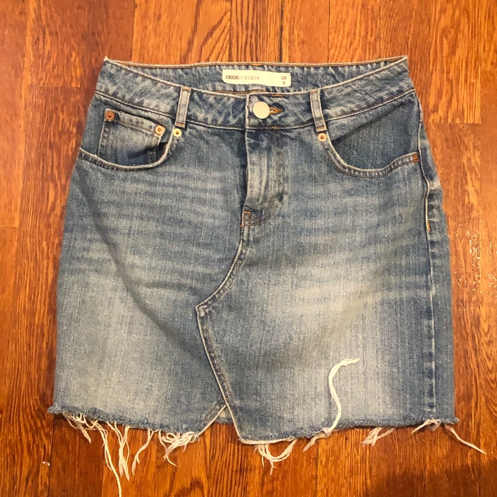 Frayed edge jean skirt